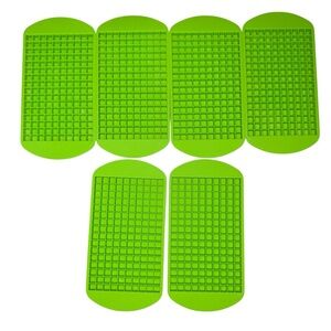 Green Silicone Mini Ice Cube Trays BPA Free Flexible Soft Storage Containers 6pc